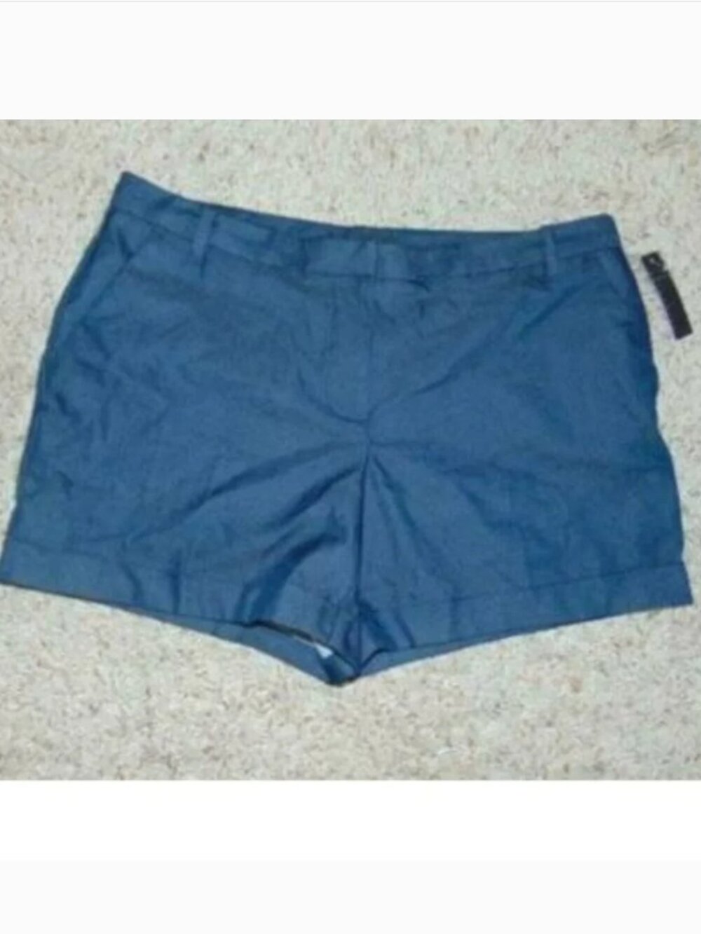 Attention Shorts Womens 12 Blue Casual Flat Front Cuffed Hems Dress Midrise